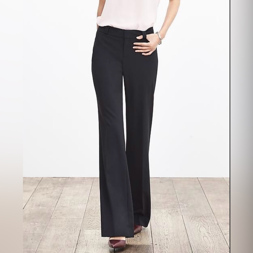 Banana Republic Super Wide Leg Jackson Fit Cotton Blend Office Trousers